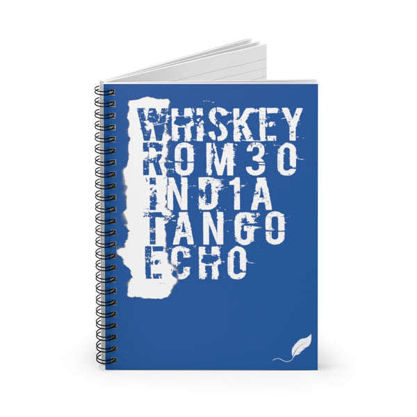 whiskey romeo lined spiral notebook